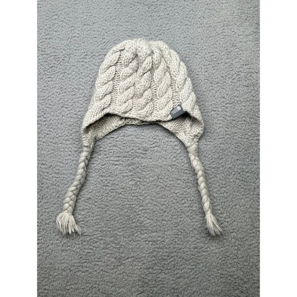 The North Face wool blend Cable Knit Hat with Ear Flaps & Braids - Picture 3 of 6